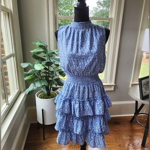 NWT GLAM size L Blue & white dress